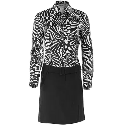 Pre-owned Rabanne 1980's Paco  Black And White Psychedelic Print Shirt Dress