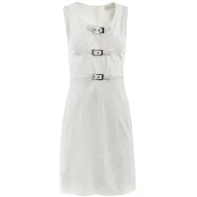 Pre-owned Rabanne 1980's Paco  White Velvet Buckle Dress