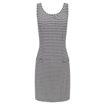 Pre-owned Rabanne 1990s Paco  Black White Check Print Bodycon Hip Chain Sleeveless Dress