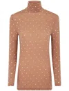 Rabanne Crystal-embellished High-neck Top In Beige