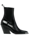 Rabanne Pointed-toe Leather Cowboy Ankle Boot In Black