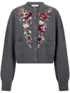 Rabanne Embroidered Wool-cashmere Cardigan In 灰色