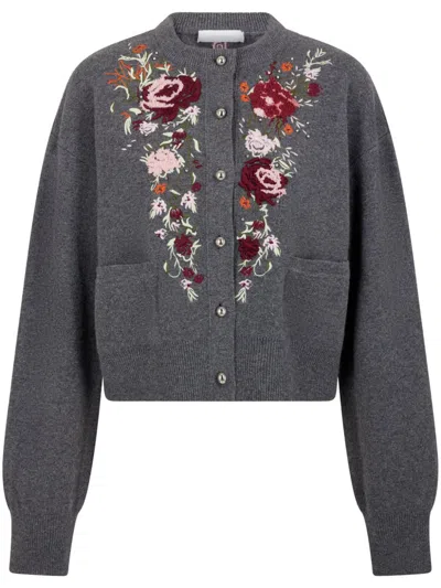 RABANNE FLORAL-EMBROIDERED CARDIGAN