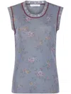 Rabanne Knitted Floral Print Sweater Vest In 蓝色
