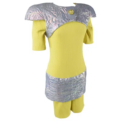 Pre-owned Rabanne A Paco  Couture Set In Yellow Knitwear And Papier Fou- Spring Summer 1991