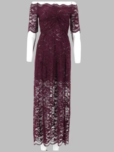 Rabanne Abito Midi In Pizzo A Strati In Brown