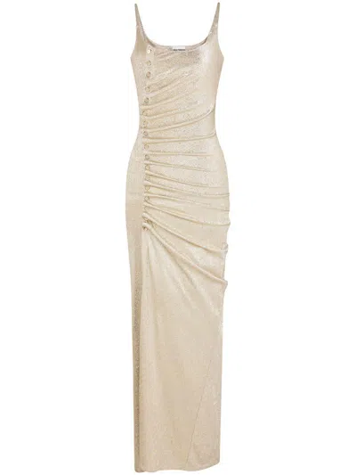 Rabanne Abito Paco In Lurex Dorato Con Spacco  In Multi