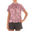 Rabanne All Over Graphic Print Pleated Blouse In Pink
