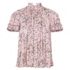 Rabanne All Over Graphic Print Pleated Blouse In Pink