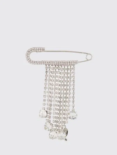 Rabanne Aluminium Brooch With Rhinestones And Jewel Fringes In Silver