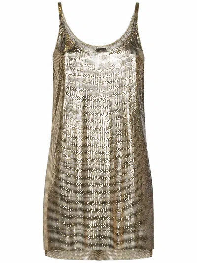 Rabanne Aluminum Mesh Top With Side Slit In Gold