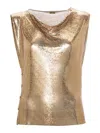 Rabanne Chainmail Cowl-neck Tank Top In Gold