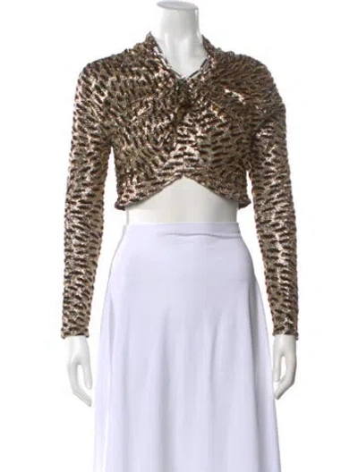 Pre-owned Rabanne Animal Print Asymmetrical Crop Top In Brown