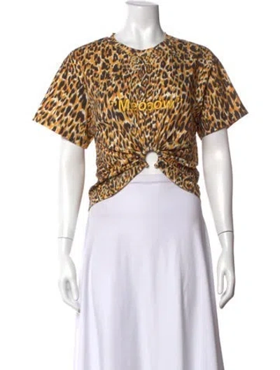 Pre-owned Rabanne Animal Print Crew Neck Crop Top In Orange