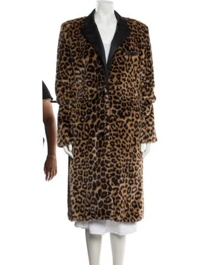 Pre-owned Rabanne Animal Print Faux Fur Coat W/ Tags In Neutrals