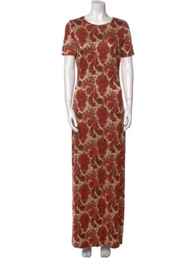 Pre-owned Rabanne Animal Print Long Dress In Red