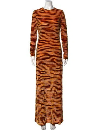 Pre-owned Rabanne Animal Print Long Dress W/ Tags In Orange