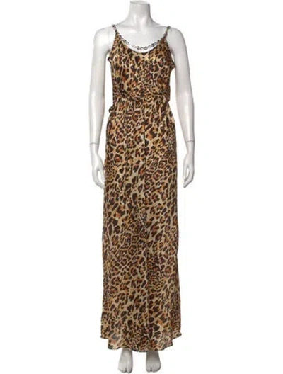 Pre-owned Rabanne Animal Print Long Dress In Yellow