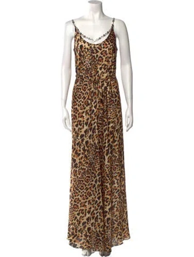 Pre-owned Rabanne Animal Print Long Dress In Yellow