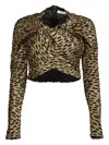 Rabanne Animal-print Long-sleeve Top In Brown