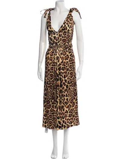 Pre-owned Rabanne Animal Print Midi Length Dress In Neutral