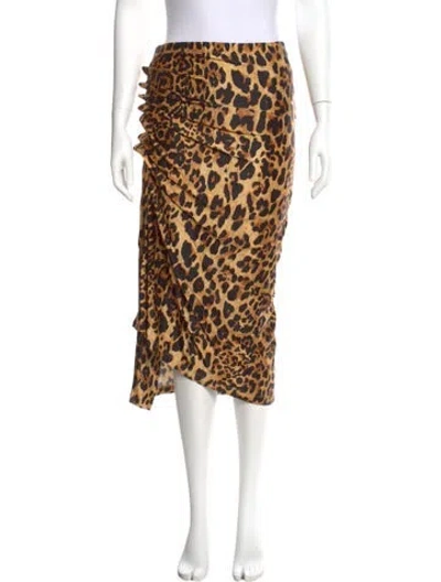 Pre-owned Rabanne Animal Print Midi Length Skirt In Neutral