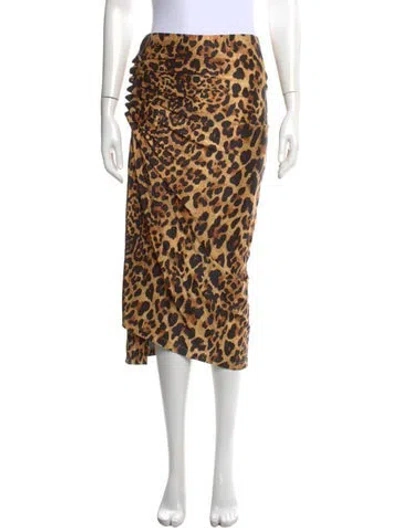 Pre-owned Rabanne Animal Print Midi Length Skirt In Neutral