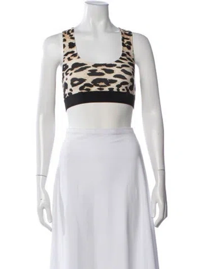 Pre-owned Rabanne Animal Print Scoop Neck Sports Bra In White