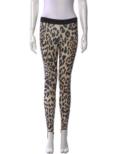 Pre-owned Rabanne Animal Print Skinny Leg Pants In Neutrals