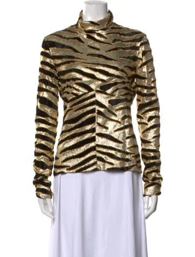 Pre-owned Rabanne Animal Print Turtleneck Sweater In Gold