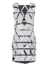 Rabanne Geometric Short Dress With Reflective Panels And Open Back In White
