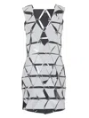 Rabanne Mini Dress With Assembled Mirrored Faux Leather Elements In Metallic
