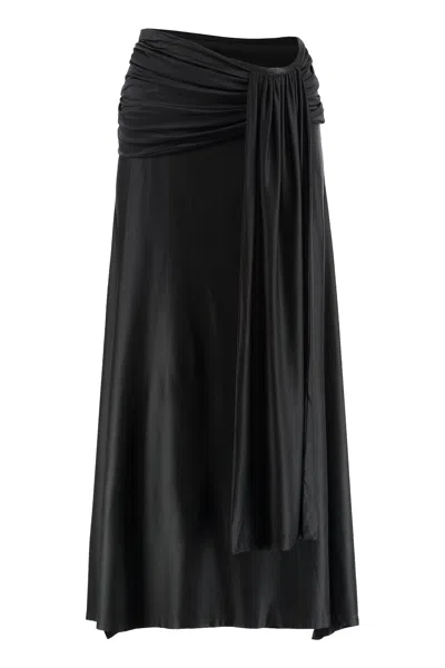 Rabanne Asymmetric Draped Maxi Skirt In Black