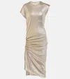 Rabanne Side Gathered-detail Midi Dress In Metallic