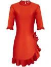 Rabanne Asymmetric Flamenco Minidress In Red