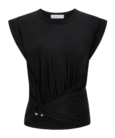 Rabanne Asymmetric Gathered-detail Blouse In Black