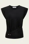 Rabanne Asymmetric Gathered-detail Blouse In Black