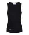 Rabanne Embellished Gathered Ribbed Stretch-cotton Jersey Tank In Black