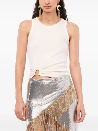 Rabanne Asymmetric Gathered-detail Tank Top In White