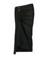Rabanne Asymmetric Gathered Midi Skirt In Black