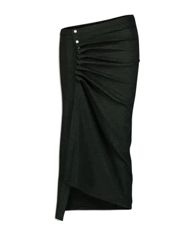 Rabanne Asymmetric Gathered Midi Skirt In Black