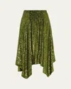 Rabanne Asymmetric Hem Sequined Midi Skirt In Green
