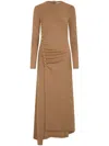 Rabanne Button-detailed Stretch-wool Midi Dress In Brown