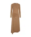 Rabanne Button-detailed Stretch-wool Midi Dress In Brown