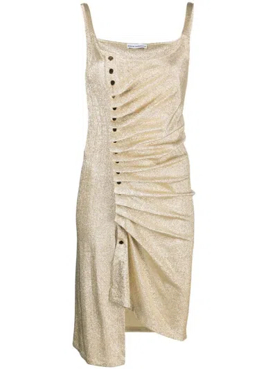 Rabanne Ruched Midi Dress In Silver