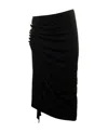 Rabanne Embellished Ruched Velvet Midi Skirt In Black