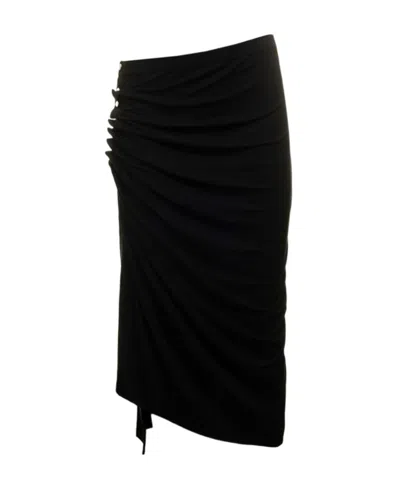 RABANNE PACO RABANNE ASYMMETRIC HIGH WAIST MIDI SKIRT
