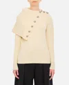 Rabanne Oversize Collar With Buttons Turtleneck In Off White In White