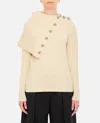 Rabanne Oversize Collar With Buttons Turtleneck In Off White In White