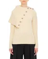 Rabanne Oversize Collar With Buttons Turtleneck In Off White In White